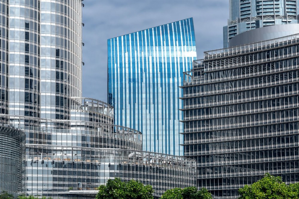 Glass towers in Downtown Dubai